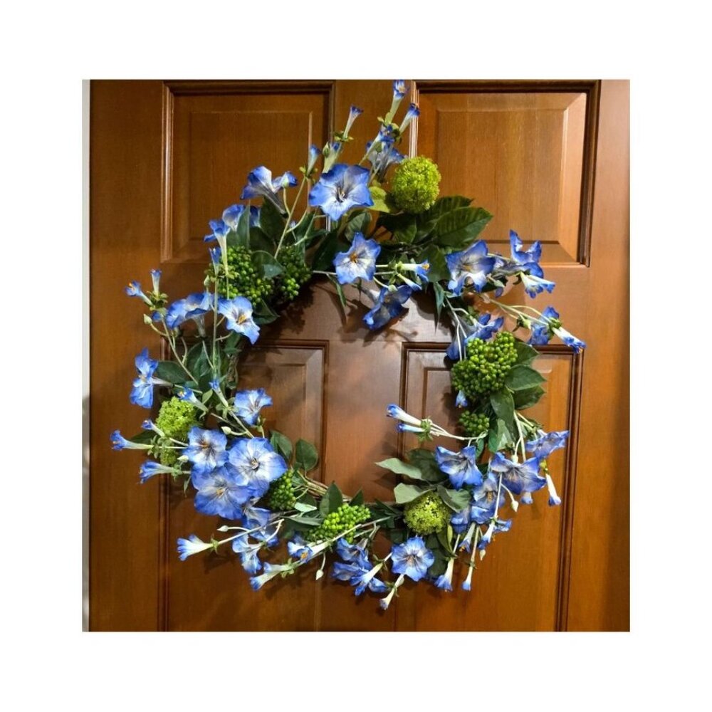 MARTHA STEWART BLUE Morning Glory GRAPE VINE Wreath 20"